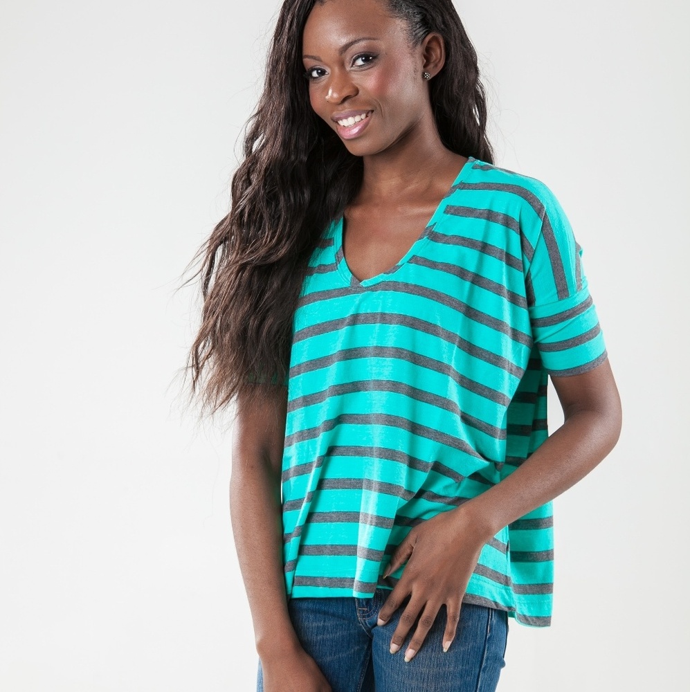 🐸Green Striped Tee
